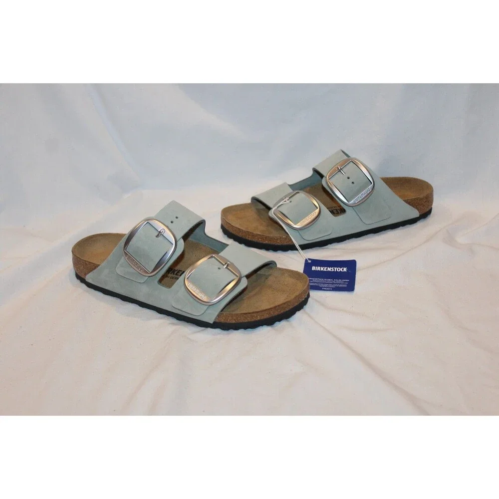 Birkenstock Arizona Big Buckle Leather Narrow Fit Sandals EU 41 Pure Sage